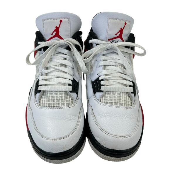 Nike Air Jordan 4 Retro Flight White Fire Red Black Lace Up Sneakers Mens 9 main image 7